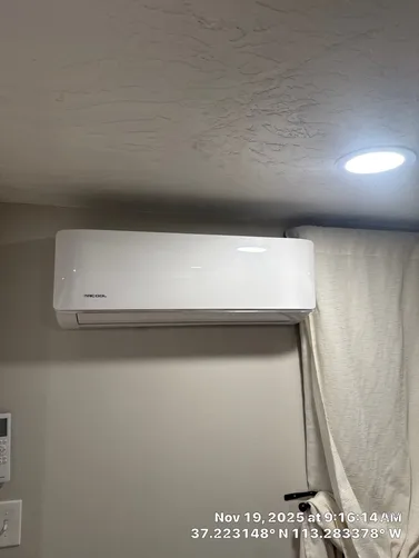 photo at Toquerville, UT on Nov 19, 2025: During our visit to Toquerville, we diagnosed an issue with a mini-split installation. The unit was