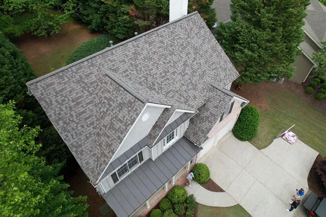 Another happy customer! We got Jeff’s roof paid for in full through Travelers Insurance. Shingles - Owens Corning (Duration) - Estate Gray