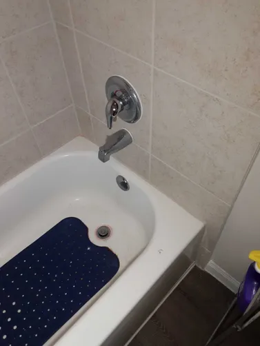 photo at Conroe, TX on Nov 11, 2025: A clogged bathtub in the guest bathroom was causing issues, preventing proper drainage. We disconne