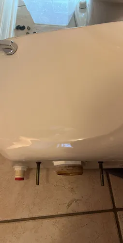 photo at Manvel, TX on Dec 26, 2025: A leak was discovered in the second-floor guest bathroom due to a malfunctioning bolt kit. We repla