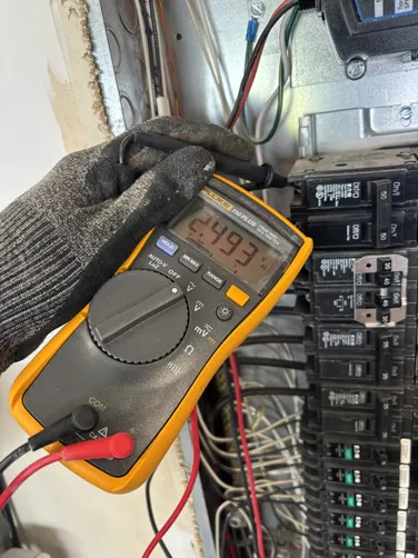 Replaced old NEMA device with a new NEMA 14-50R, re stripped spliced & extended the 6awg wire that had been melted. Installed a new 2-gang box with the new NEMA 14-50R & a new cover plate & put the new device on a 50A Eaton BR breaker.