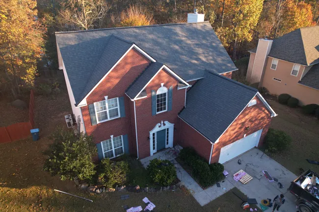 Another beautiful roof replacement. In one of our most popular color choices, Estate Gray.