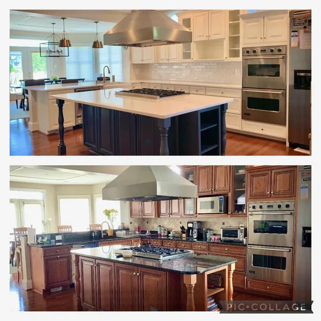 Transformed the kitchen with new quartz counters, backsplash, and a stylish farm sink for a stunning update.