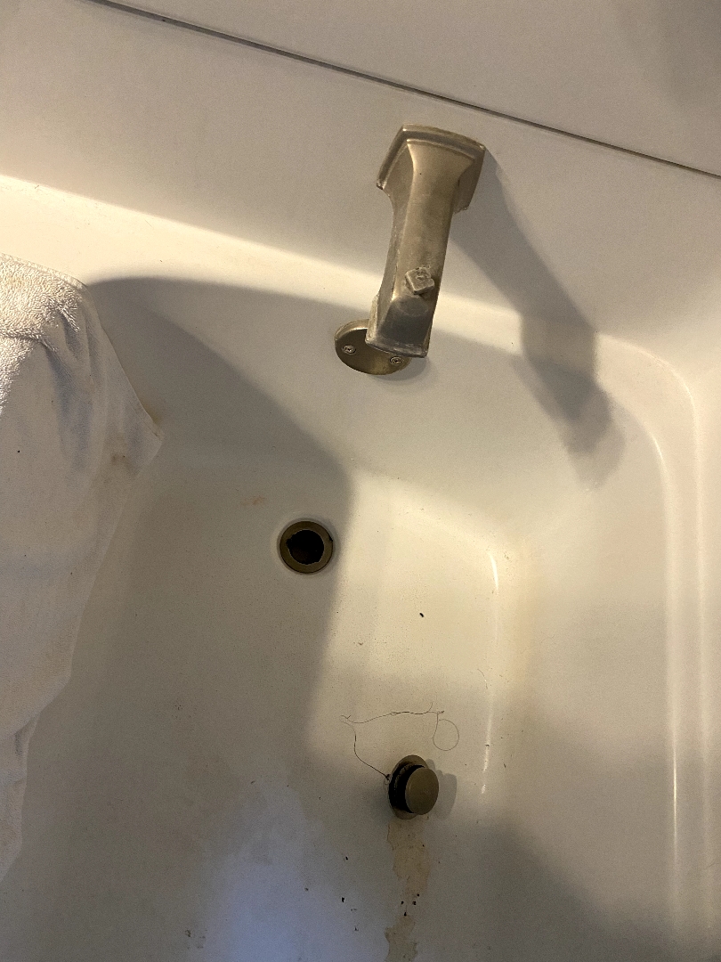 Bathtub drain inspected during an odor call in Goshen, IN