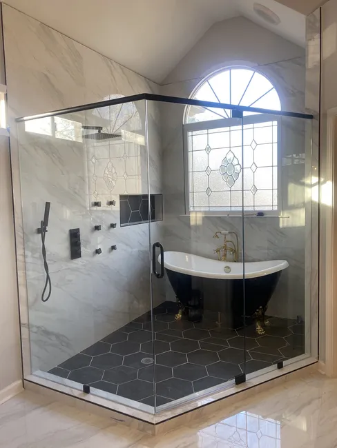 This new angled glass installation included matching hardware. From modern to classic, we can match any style! Speak to our custom glass designers and installers today!
Our glass experts are passionate about the glass replacement work that we perform for our clients. We offer free estimates and same-day services. With 10+ years of experience and hundreds of happy customers, we install all forms of glass and have earned the reputation of being a trusted & reliable Metro-Atlanta glass company.
S & B Glass & Windows
190 Promenade Parkway,
Fayetteville, GA 30214.
We design, create and install all types of glass products in the Fayetteville, Peachtree City, Newnan and surrounding Metro Atlanta Area.