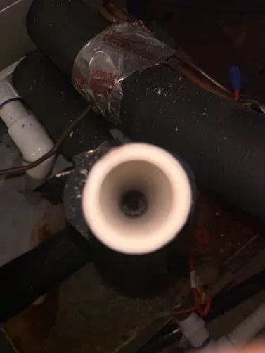 photo at Magnolia, TX on Oct 30, 2025: A clogged drain was causing the float switch to shut down the HVAC unit. We unclogged the drain and