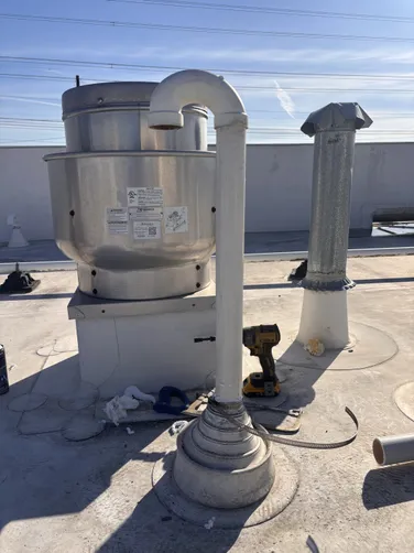 photo at Humble, TX on Dec 10, 2025: The existing vent for the dentistry machine wasn't installed according to specifications, leading t