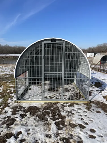 photo at Bogata, TX on Jan 29, 2026: Enclosed Animal Shelter with welded frame and ag panel8x12 in Lightstone