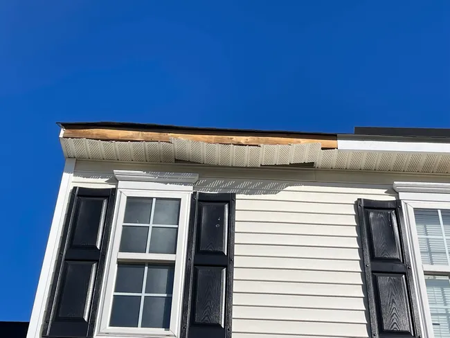 A previous customer that we had replaced the asphalt shingles for had some wind damage to their fascia metal. They called us, so we came out and repaired it for them.
