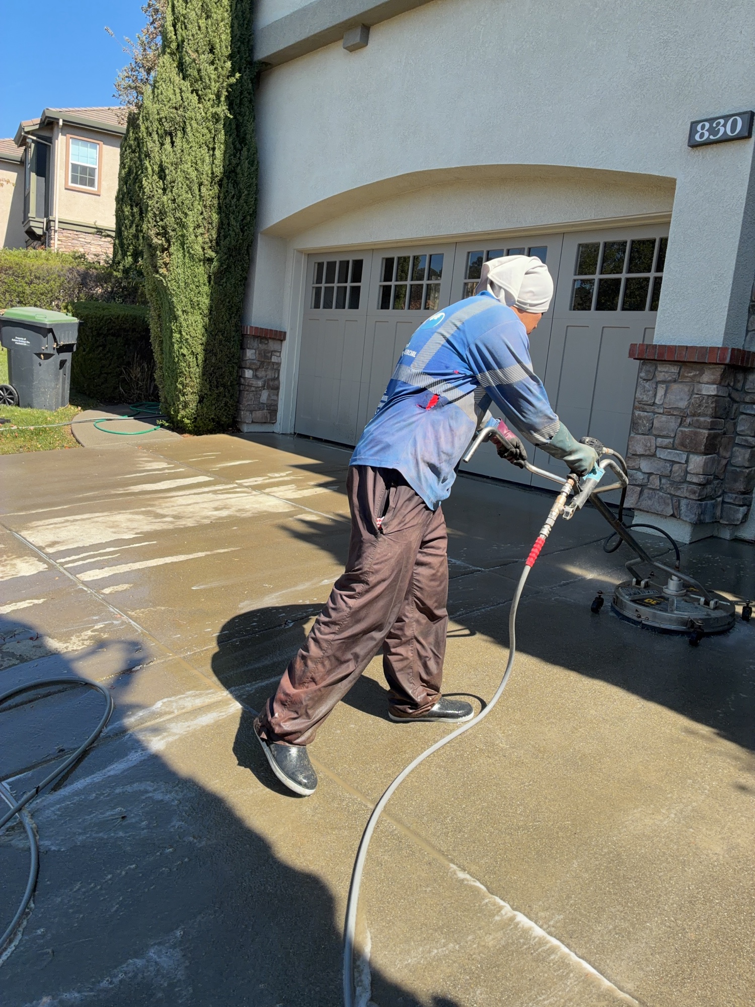 Pressure washing a back patio and steps in Fairfield, CA