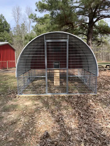 photo at Longview, TX on Jan 01, 2026: 10x12 chicken coop in rustic redwheels, loft, nesting box, ramps, roosting bars