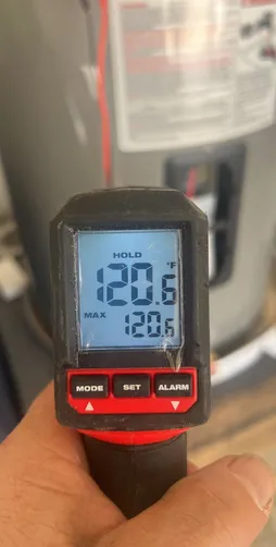 photo at Houston, TX on Apr 23, 2025: The Rheem water heater was not heating properly, which indicated a problem with its lower element. 