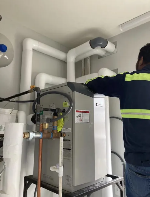 At a local medical clinic, we installed a new dual commercial-grade gas water heater, enhancing their hot water supply.