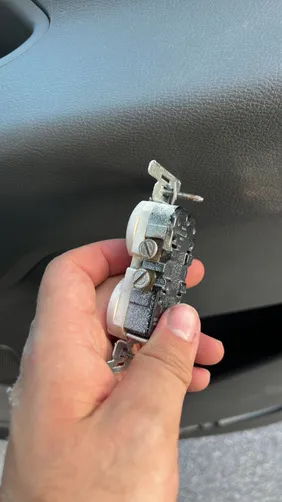 Customer noticed burning and traced to receptacle. We cut power and opened up receptacle, noticed results of arcing at device terminals. Replaced receptacle, all good.