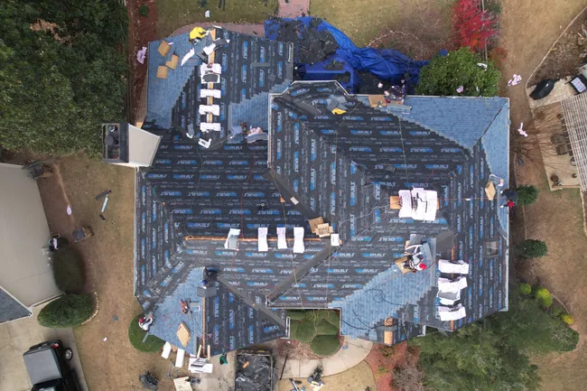 Had another very customer today. Full roof replacement paid by insurance provider. Owens Corning - Harbor Blue.