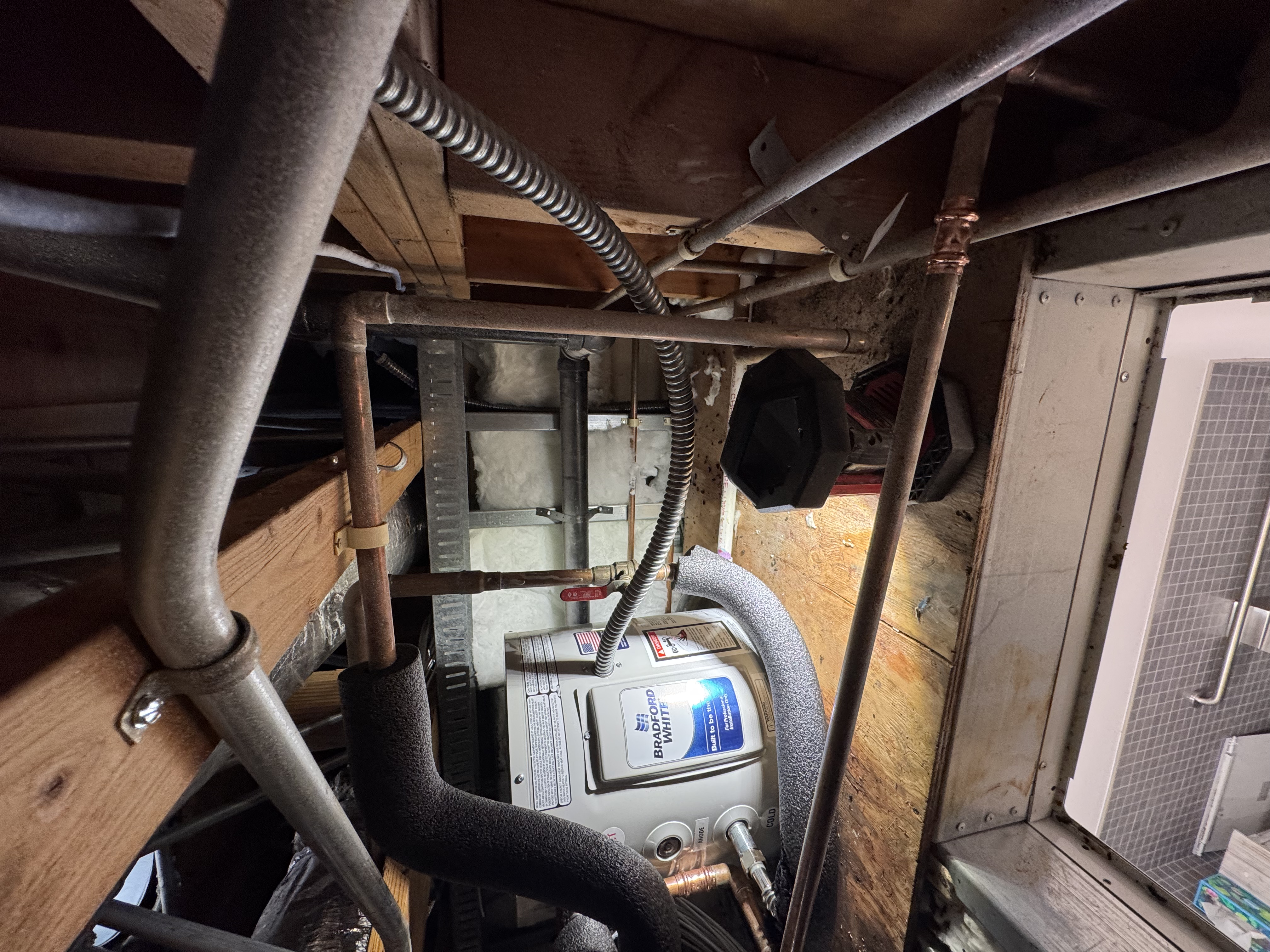 Energy efficient 10 gallon electric water heater replacement in a Marin County commercial space