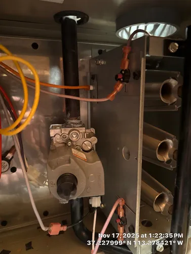 photo at Toquerville, UT on Nov 17, 2025: An issue with the upstairs furnace resulted in no heat being distributed. We assessed the situation