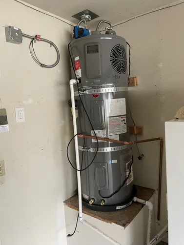 photo at Benicia, CA on Dec 10, 2025: Inefficiency in water heating necessitated the installation of a 65-gallon hybrid heat pump water h