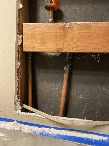 photo at Martinez, CA on Mar 28, 2026: A leak was discovered in the wall due to a damaged copper line connected to the shower. We addresse