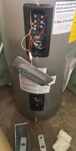 photo at Houston, TX on Nov 26, 2025: The water heater was not functioning due to a burned upper heating element. We removed the defectiv