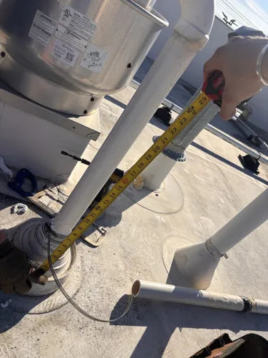 photo at Humble, TX on Dec 10, 2025: The existing vent for the dentistry machine wasn't installed according to specifications, leading t