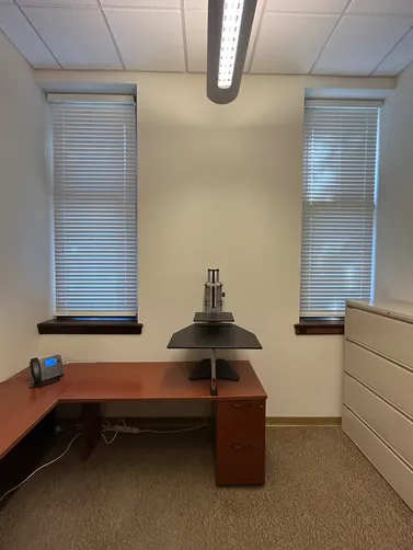 photo at St Louis, MO on Oct 10, 2025: A request for window treatments involved installing two 2-inch Hunter Douglas alternative wood blin