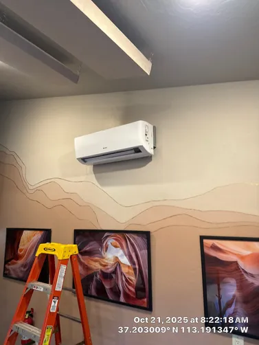 photo at Virgin, UT on Oct 21, 2025: A mini split air conditioning unit was experiencing increased noise levels during operation. We con