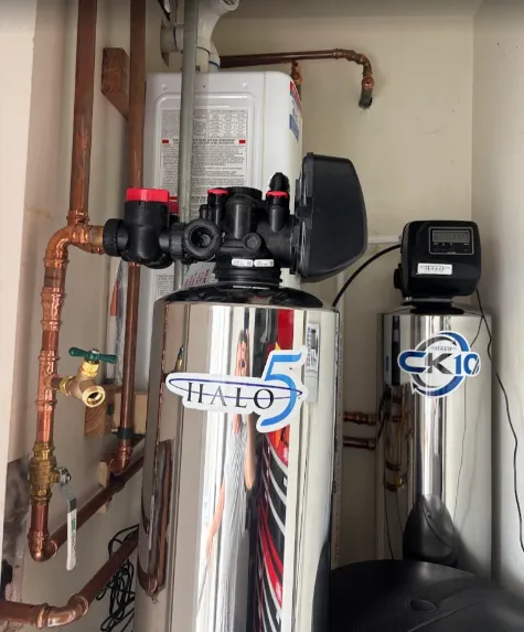 Water pressure stability was achieved with a new pressure regulating valve and a whole-house water softener, enhancing quality throughout the home.