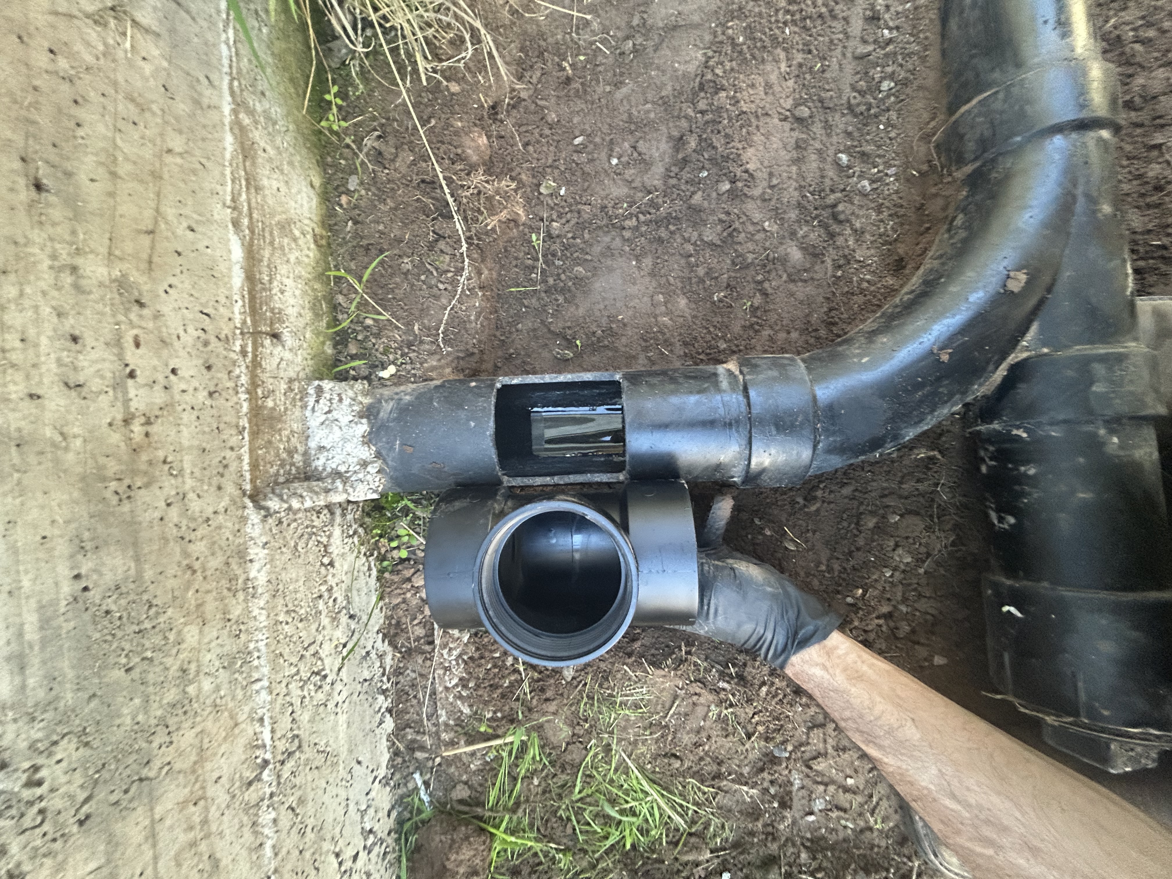 New upstream sewer clean-out being installed