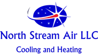 North Stream Air LLC logo with blue and red swoosh, and &ldquo;Cooling and Heating&rdquo; text